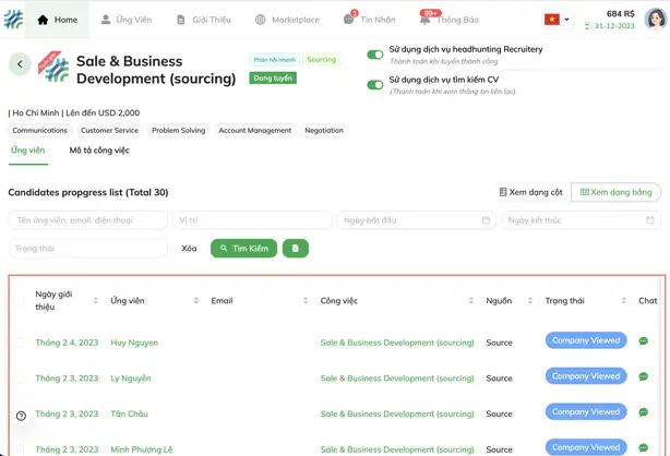 Khám phá kho CV khổng lồ với tính năng Job Sourcing tại Aniday-002